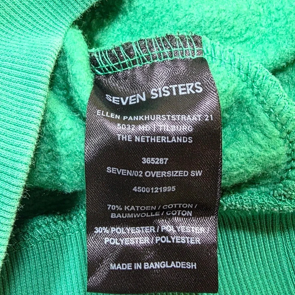 Seven Sisters Sweatshirt S Green Oversized Graphic Crewneck Pullover Streetwear